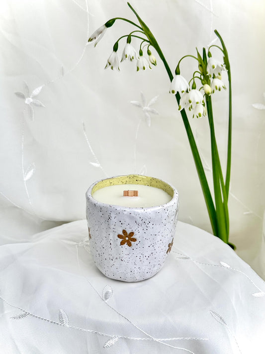 "Sunshine" Flower Ceramic Candle -  6 oz.